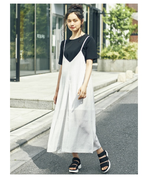 E hyphen world gallery（イーハイフンワールドギャラリー）の「・ドットワイドオールインワン（オールインワン・サロペット・オフホワイト/ブラック・F）」の14枚目の写真
