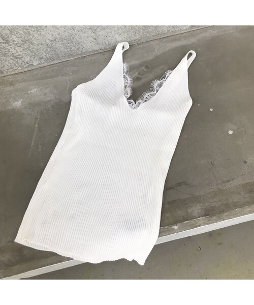 copine(コピン)の「再入荷!ラグジュアリーリブ編みひげレースキャミソール(3color)【クリックポスト対象商品】(キャミソール・レディース・その他)」の3枚目の写真