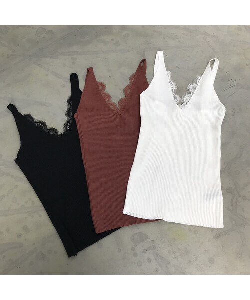 copine(コピン)の「再入荷!ラグジュアリーリブ編みひげレースキャミソール(3color)【クリックポスト対象商品】(キャミソール・レディース・その他)」の15枚目の写真