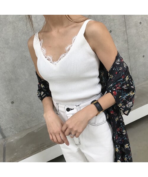 copine(コピン)の「再入荷!ラグジュアリーリブ編みひげレースキャミソール(3color)【クリックポスト対象商品】(キャミソール・レディース・その他)」の9枚目の写真