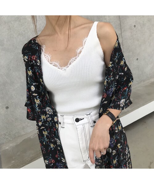 copine(コピン)の「再入荷!ラグジュアリーリブ編みひげレースキャミソール(3color)【クリックポスト対象商品】(キャミソール・レディース・その他)」の8枚目の写真