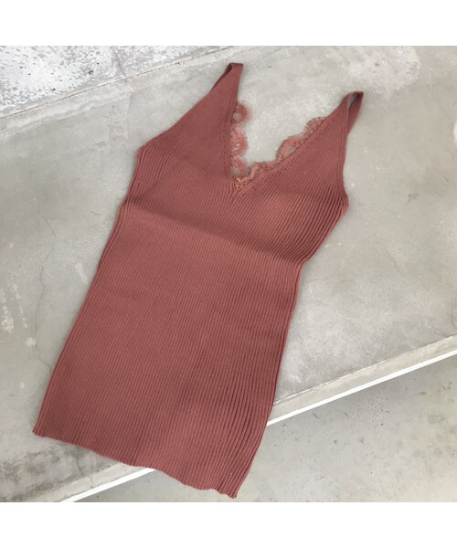 copine(コピン)の「再入荷!ラグジュアリーリブ編みひげレースキャミソール(3color)【クリックポスト対象商品】(キャミソール・レディース・その他)」の4枚目の写真