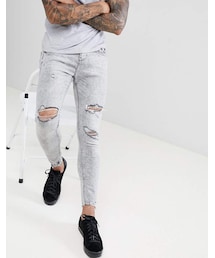 Bershka（ベルシュカ）の「Bershka Super Skinny Jeans In Gray