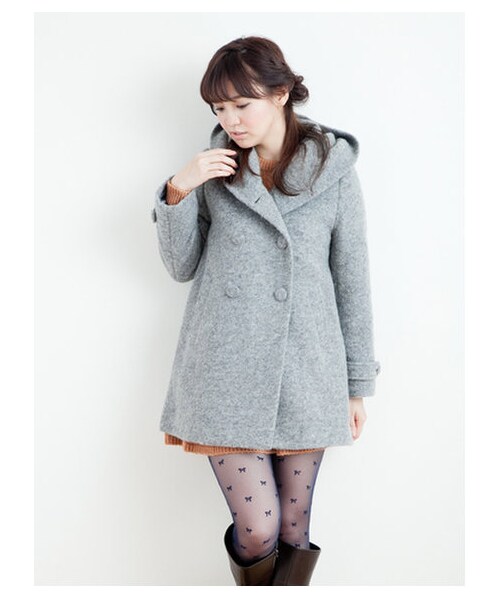 earth music&ecology（アースミュージックアンドエコロジー）の「【Special Price】スライバーニットロングコート（コート　・レディース・ピンク/ネイビー/ライトグレー/ベージュ・M/S）」の9枚目の写真