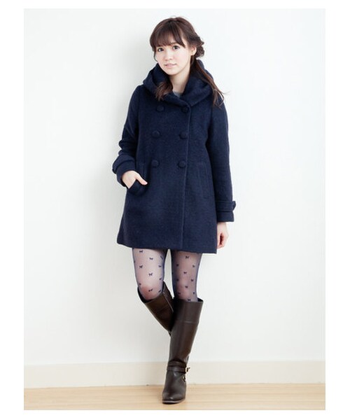 earth music&ecology（アースミュージックアンドエコロジー）の「【Special Price】スライバーニットロングコート（コート　・レディース・ピンク/ネイビー/ライトグレー/ベージュ・M/S）」の12枚目の写真