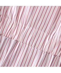 ZARA（ザラ）の「ストライプ柄ミディ丈ワンピース 赤 半袖