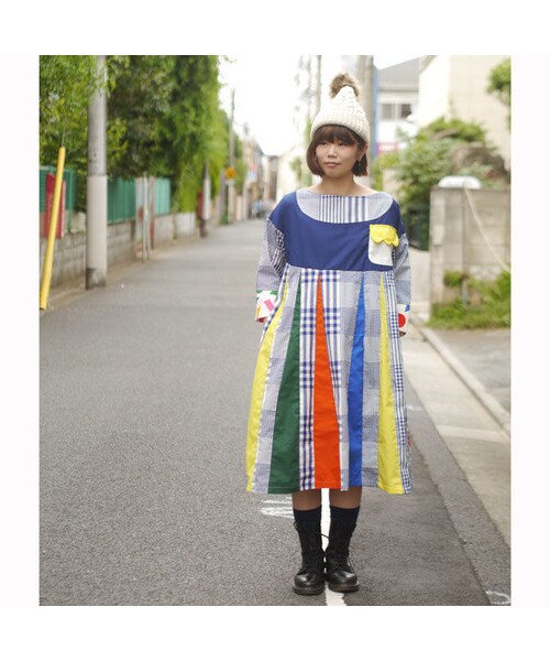 NIRAME.CO(ニラメッコ)の「めれんげワンピ ~カラフルチェック~(ワンピース・メンズ・その他)」の3枚目の写真
