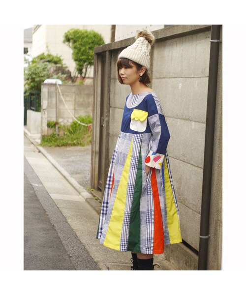 NIRAME.CO(ニラメッコ)の「めれんげワンピ ~カラフルチェック~(ワンピース・メンズ・その他)」の2枚目の写真