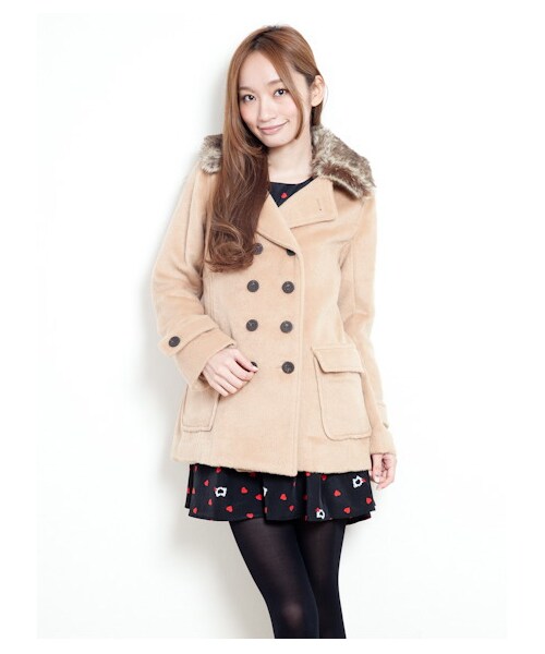 E hyphen world gallery（イーハイフンワールドギャラリー）の「ファーミックスPコート（コート　・レディース・ネイビー/ブラック/杢グレー/キャメル・F）」の5枚目の写真