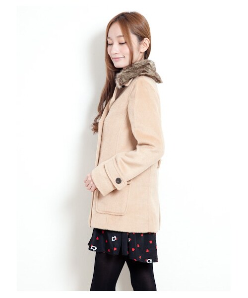 E hyphen world gallery（イーハイフンワールドギャラリー）の「ファーミックスPコート（コート　・レディース・ネイビー/ブラック/杢グレー/キャメル・F）」の6枚目の写真