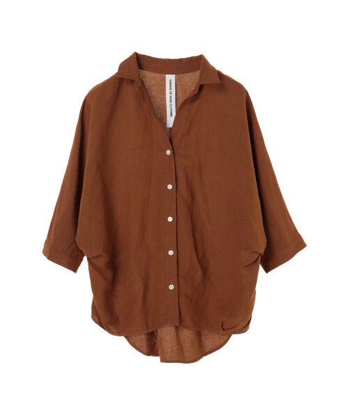 GARAGE OF GOOD CLOTHING(ガレージオブグッドクロージング)の「リネン混シャツ(トップス・ホワイト/ブラウン/カーキ/ネイビー・F)」の8枚目の写真