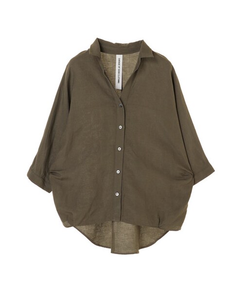 GARAGE OF GOOD CLOTHING(ガレージオブグッドクロージング)の「リネン混シャツ(トップス・ホワイト/ブラウン/カーキ/ネイビー・F)」の1枚目の写真