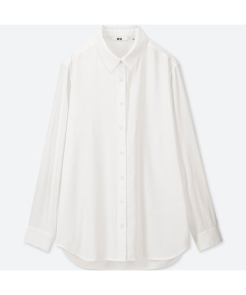 UNIQLO（ユニクロ）の「レーヨンエアリーブラウス（長袖）（シャツ/ブラウス・レディース・BLACK 09/WHITE 00/NAVY 69・XS/XL/S/3XL/M/L/XXL）」の2枚目の写真