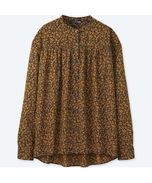UNIQLO | ソフトコットンスタンドカラープリントTブラウス（長袖）(シャツ/ブラウス)