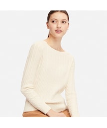 UNIQLO | コットンカシミヤケーブルボートネックセーター（長袖）(ニット/セーター)