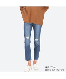 UNIQLO | ハイライズシガレットジーンズ（ダメージ・丈標準70cm）(デニムパンツ)