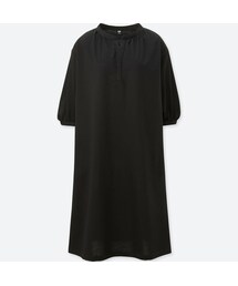UNIQLO | マーセライズギャザースリーブワンピース（7分袖）(ワンピース)