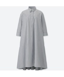 UNIQLO | エクストラファインコットンAラインストライプワンピース（7分袖・丈標準104.5～114.5cm）(シャツ/ブラウス)