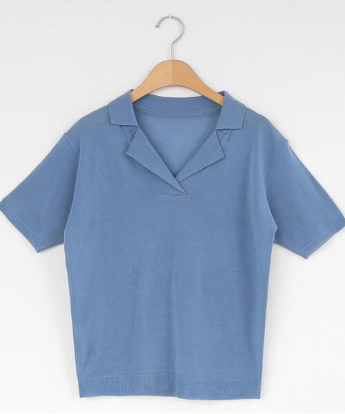 DHOLIC（ディーホリック）の「開襟プルオーバーニット（ニット/セーター・レディース・ブラウン/ベージュ/ブラック/ブルー・FREE）」の4枚目の写真