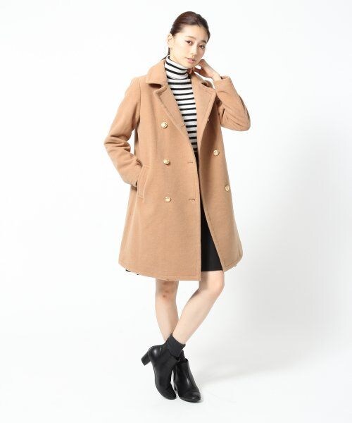 A part by（アパートバイ）の「ＷモッサストレートＰコート（ジャケット/アウター・レディース・ブラック/ベージュ・Ｌ/Ｍ）」の5枚目の写真