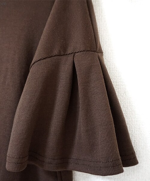 Tiffee SELECT（ティフィーセレクト）の「ブラウンタックフレア袖リブカットソー（Tシャツ/カットソー・レディース・ブラウン・F）」の3枚目の写真