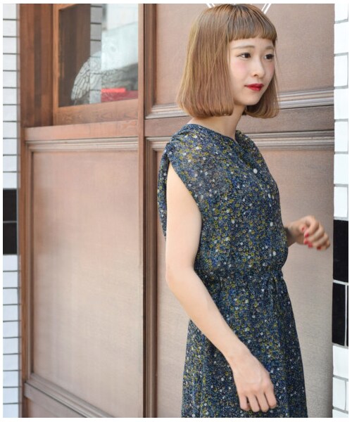 ESTNATION / ダブルクロスハイネックノースリーブワンピース