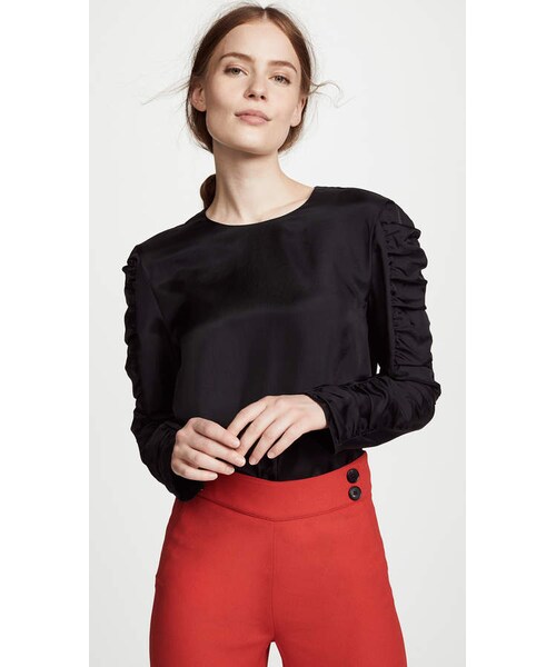 Tibi トップス Crepe Gauze Crewneck Top – Tibi Official