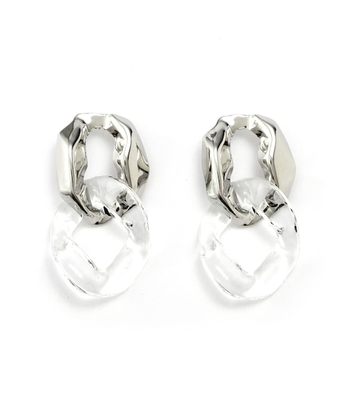 GRL（グレイル）の「クリア×メタル変形リングピアス（ピアス（両耳用）・レディース・ゴールド/シルバー・F）」の2枚目の写真