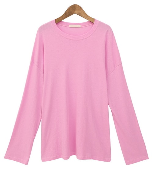 Dailyabout（デイリーアバウト）の「ラウンドネックルーズTシャツ（Tシャツ/カットソー・レディース・ホワイト/ピンク/イエロー/その他/レッド/ブルー/ブラック・FREE）」の5枚目の写真