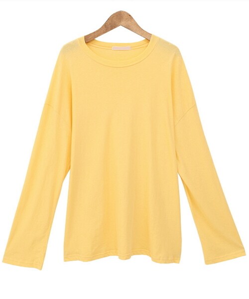 Dailyabout（デイリーアバウト）の「ラウンドネックルーズTシャツ（Tシャツ/カットソー・レディース・ホワイト/ピンク/イエロー/その他/レッド/ブルー/ブラック・FREE）」の4枚目の写真