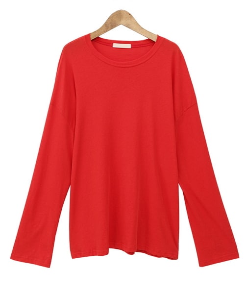 Dailyabout（デイリーアバウト）の「ラウンドネックルーズTシャツ（Tシャツ/カットソー・レディース・ホワイト/ピンク/イエロー/その他/レッド/ブルー/ブラック・FREE）」の6枚目の写真