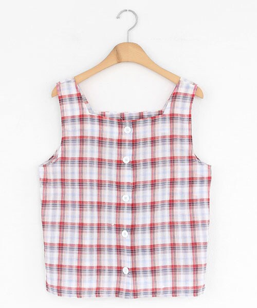 DHOLIC(ディーホリック)の「チェックスクエアネックスリーブレス(タンクトップ・レディース・ブルー/グリーン/レッド・FREE)」の3枚目の写真