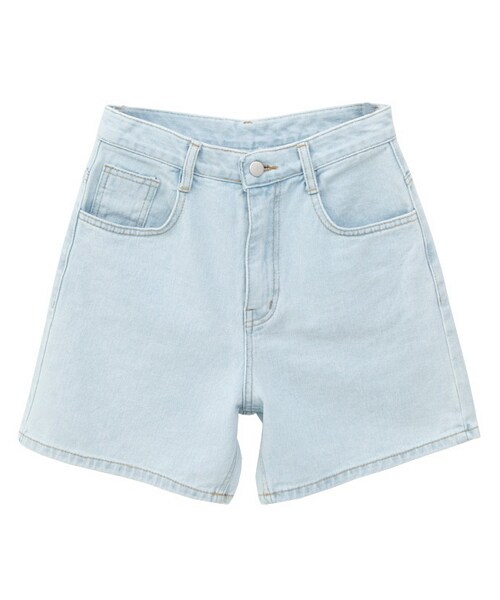 Dailyabout(デイリーアバウト)の「ハイウエストウォッシュデニムショートパンツ(デニムパンツ・レディース・ブルー/その他・S/M/L)」の2枚目の写真