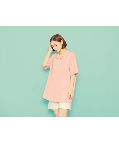 HOTPING（ホッピン）の「ワンポケットストライプシャツ（シャツ/ブラウス・レディース・ブラック/マスタード/グリーン/スカイ/ネイビー/ベージュ/ホワイト/ピンク・フリーサイズ(XS-XL)	）」の7枚目の写真