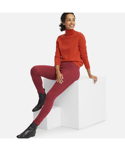 UNIQLO（ユニクロ）の「レギンスパンツ（丈長め78cm）（レギンス/スパッツ・レディース・PINK 12/BLACK 09/RED 17/DARK GREEN 58/WHITE 00/BROWN 35/NAVY 69・L/XXL/XS/3XL/S/XL/M）」の7枚目の写真