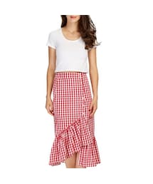 ZARA（ザラ）の「ギンガムチェックフリルスカート ウエスト