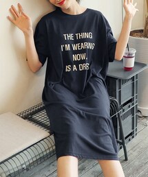 DHOLIC | レタリングTシャツロングワンピース(ワンピース)