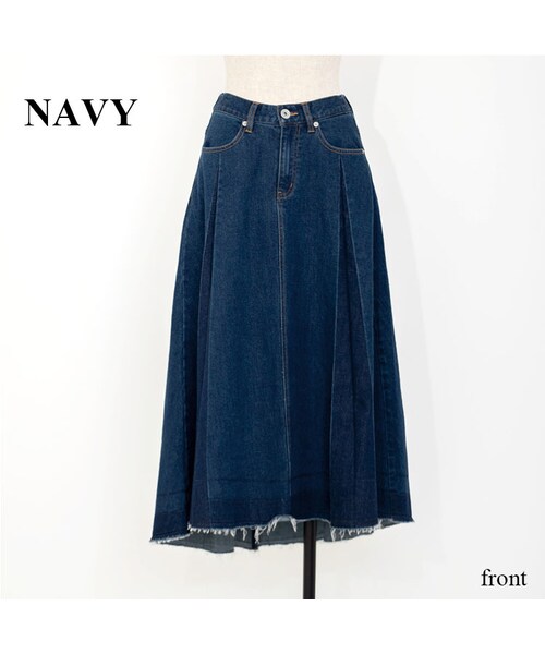 Sheson（シーズン）の「Sheson(シーズン)select プリーツデニムロングスカート（デニムスカート・レディース・ブルー/その他・M）」の2枚目の写真