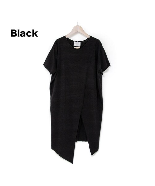 Sheson（シーズン）の「Sheson(シーズン)セレクト　スラブTシャツワンピース/スリット（ワンピース・レディース・グレー/ホワイト/ブラック・FREE）」の3枚目の写真