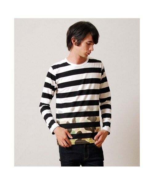 Design Tshirts Store graniph(デザイン ティーシャツ ストア グラニフ)の「GradationCamouflageBorderLongSleeve(Black)
グラデーションカモフラージュボーダーロングスリーブ(ブラック)(ロングスリーブT?・レディース・Black・L/M/S/SS)」の7枚目の写真