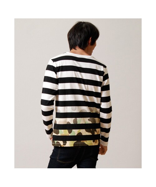 Design Tshirts Store graniph(デザイン ティーシャツ ストア グラニフ)の「GradationCamouflageBorderLongSleeve(Black)
グラデーションカモフラージュボーダーロングスリーブ(ブラック)(ロングスリーブT?・レディース・Black・L/M/S/SS)」の8枚目の写真
