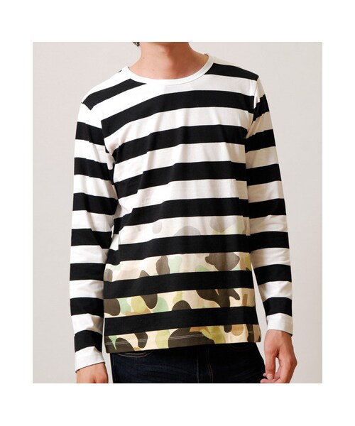Design Tshirts Store graniph(デザイン ティーシャツ ストア グラニフ)の「GradationCamouflageBorderLongSleeve(Black)
グラデーションカモフラージュボーダーロングスリーブ(ブラック)(ロングスリーブT?・レディース・Black・L/M/S/SS)」の4枚目の写真