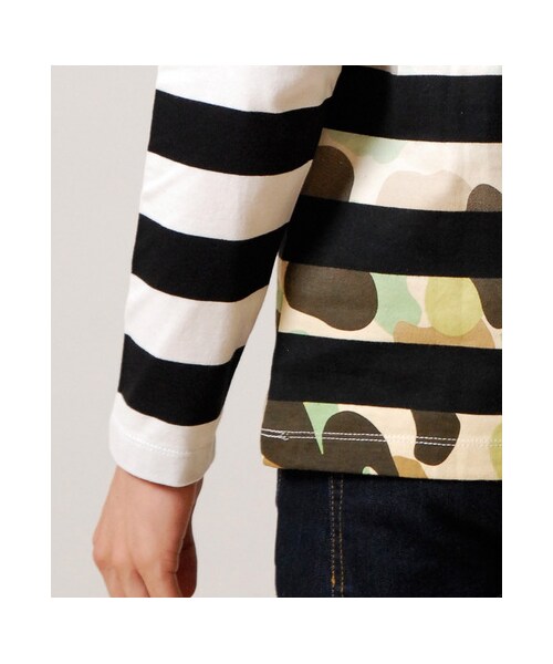 Design Tshirts Store graniph(デザイン ティーシャツ ストア グラニフ)の「GradationCamouflageBorderLongSleeve(Black)
グラデーションカモフラージュボーダーロングスリーブ(ブラック)(ロングスリーブT?・レディース・Black・L/M/S/SS)」の6枚目の写真