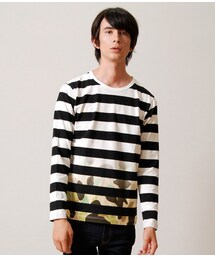 Design Tshirts Store graniph | GradationCamouflageBorderLongSleeve(Black)
グラデーションカモフラージュボーダーロングスリーブ(ブラック)(トップス)