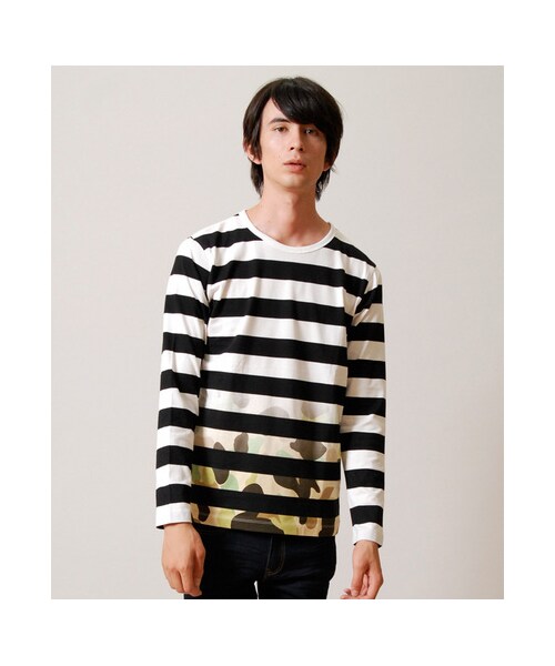 Design Tshirts Store graniph(デザイン ティーシャツ ストア グラニフ)の「GradationCamouflageBorderLongSleeve(Black)
グラデーションカモフラージュボーダーロングスリーブ(ブラック)(ロングスリーブT?・レディース・Black・L/M/S/SS)」の1枚目の写真
