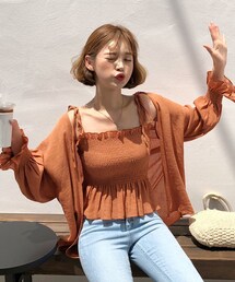 DHOLIC | シャーリングスリーブレス&ショートガウンSET(アンサンブル)