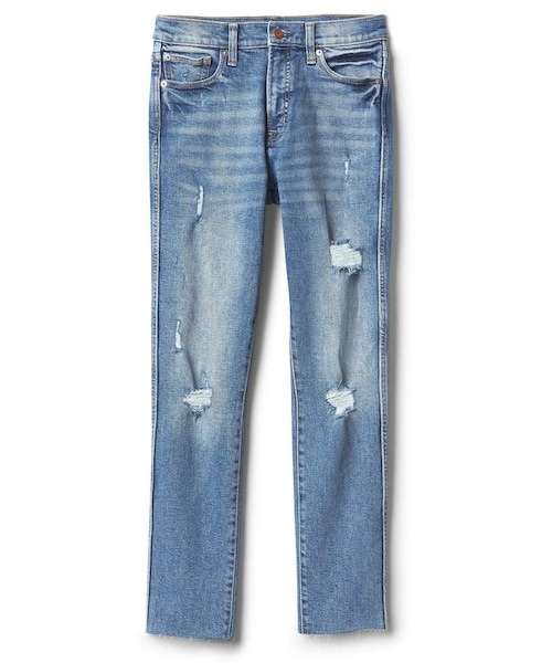 GAP(ギャップ)の「High Rise Slim Straight Jeans with Destruction(デニムパンツ・レディース・(Medium) Medium Destroy・Regular 24 X Regular/Regular 25 X Regular/Regular 26 X Regular/Regular 28 X Regular/Regular 30 X Regular/Regular 32 X Regular/Regular 34 X Regular/Tall 27 X Tall)」の8枚目の写真