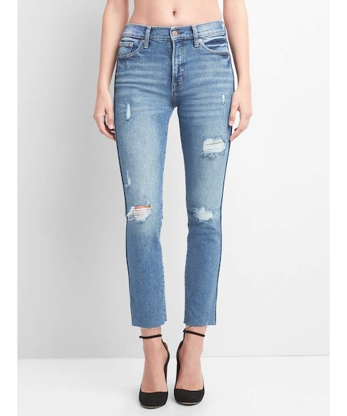 GAP(ギャップ)の「High Rise Slim Straight Jeans with Destruction(デニムパンツ・レディース・(Medium) Medium Destroy・Regular 24 X Regular/Regular 25 X Regular/Regular 26 X Regular/Regular 28 X Regular/Regular 30 X Regular/Regular 32 X Regular/Regular 34 X Regular/Tall 27 X Tall)」の7枚目の写真