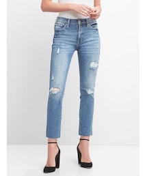 GAP | High Rise Slim Straight Jeans with Destruction(デニムパンツ)
