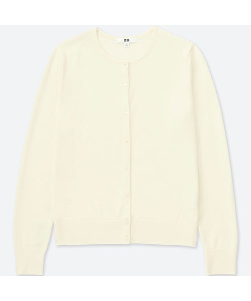 UNIQLO（ユニクロ）の「エクストラファインメリノクルーネックカーディガン（長袖）（ニット/セーター・レディース・BLACK 09/DARK GRAY 08/BROWN 34/OFF WHITE 01/NAVY 69/RED 15/GRAY 04・XL/M/S/XXL/XS/L/3XL）」の2枚目の写真